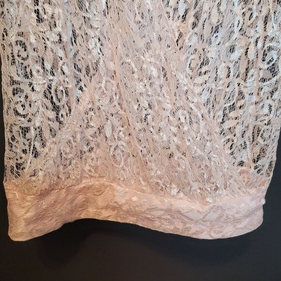 Vintage Pink Lace Blouse Top Surplice Sheer Drop Waist Sugar Free - Picture 3 of 11